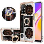 For OPPO A94 5G / A95 5G Electroplating Dual-side IMD Phone Case with Ring Holder(Retro Radio)