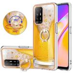 For OPPO A94 5G / A95 5G Electroplating Dual-side IMD Phone Case with Ring Holder(Draft Beer)