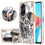 For OPPO A98 Electroplating Dual-side IMD Phone Case with Ring Holder(Totem Elephant)