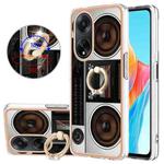 For OPPO A98 Electroplating Dual-side IMD Phone Case with Ring Holder(Retro Radio)
