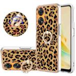 For OPPO Reno8 T 4G Electroplating Dual-side IMD Phone Case with Ring Holder(Leopard Print)