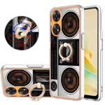 For OPPO Reno8 T 4G Electroplating Dual-side IMD Phone Case with Ring Holder(Retro Radio)