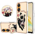 For OPPO Reno8 T 4G Electroplating Dual-side IMD Phone Case with Ring Holder(Lucky Dog)