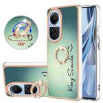 For OPPO Reno10 5G Global Electroplating Dual-side IMD Phone Case with Ring Holder(Smile)