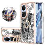 For OPPO Reno10 5G Global Electroplating Dual-side IMD Phone Case with Ring Holder(Totem Elephant)