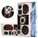 For OPPO Reno10 5G Global Electroplating Dual-side IMD Phone Case with Ring Holder(Retro Radio)