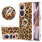 For OPPO Reno10 Pro 5G Global Electroplating Dual-side IMD Phone Case with Ring Holder(Leopard Print)