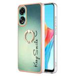 For OPPO A78 4G Electroplating Dual-side IMD Phone Case with Ring Holder(Smile)
