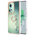 For OPPO Reno11 5G Global Electroplating Dual-side IMD Phone Case with Ring Holder(Smile)