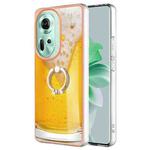 For OPPO Reno11 5G Global Electroplating Dual-side IMD Phone Case with Ring Holder(Draft Beer)