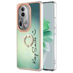 For OPPO Reno11 Pro 5G Global Electroplating Dual-side IMD Phone Case with Ring Holder(Smile)