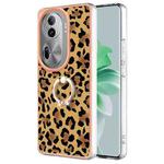 For OPPO Reno11 Pro 5G Global Electroplating Dual-side IMD Phone Case with Ring Holder(Leopard Print)