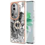 For OPPO Reno11 Pro 5G Global Electroplating Dual-side IMD Phone Case with Ring Holder(Totem Elephant)