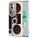 For OPPO Reno11 Pro 5G Global Electroplating Dual-side IMD Phone Case with Ring Holder(Retro Radio)