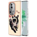 For OPPO Reno11 Pro 5G Global Electroplating Dual-side IMD Phone Case with Ring Holder(Lucky Dog)