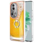 For OPPO Reno11 Pro 5G Global Electroplating Dual-side IMD Phone Case with Ring Holder(Draft Beer)