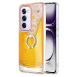 For OPPO Reno12 Pro Global Electroplating Dual-side IMD Phone Case with Ring Holder(Draft Beer)