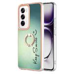 For OPPO Reno12 Global Electroplating Dual-side IMD Phone Case with Ring Holder(Smile)
