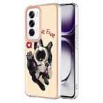 For OPPO Reno12 Global Electroplating Dual-side IMD Phone Case with Ring Holder(Lucky Dog)