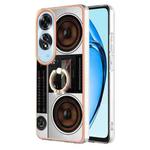 For OPPO A60 Electroplating Dual-side IMD Phone Case with Ring Holder(Retro Radio)