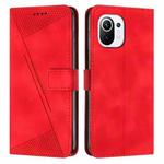 For Xiaomi Mi 11 Lite Dream Triangle Leather Phone Case with Lanyard(Red)