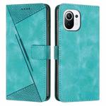 For Xiaomi Mi 11 Lite Dream Triangle Leather Phone Case with Lanyard(Green)