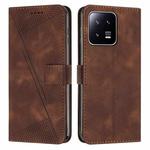 For Xiaomi 13 Dream Triangle Leather Phone Case with Lanyard(Brown)