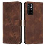 For Xiaomi Poco M4 Pro 5G Dream Triangle Leather Phone Case with Lanyard(Brown)