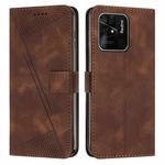 For Xiaomi Redmi 10C Dream Triangle Leather Phone Case with Lanyard(Brown)
