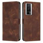 For Xiaomi Redmi K60 / K60 Pro Dream Triangle Leather Phone Case with Lanyard(Brown)