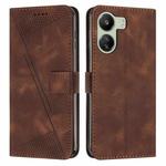 For Xiaomi Redmi 13C Dream Triangle Leather Phone Case with Lanyard(Brown)