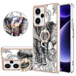 For Xiaomi Poco F5 / Redmi Note 12 Turbo Electroplating Dual-side IMD Phone Case with Ring Holder(Totem Elephant)