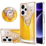 For Xiaomi Poco F5 / Redmi Note 12 Turbo Electroplating Dual-side IMD Phone Case with Ring Holder(Draft Beer)