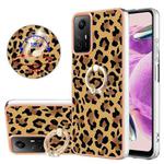 For Xiaomi Redmi Note 12S 4G Electroplating Dual-side IMD Phone Case with Ring Holder(Leopard Print)