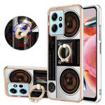 For Xiaomi Redmi Note 12 4G Electroplating Dual-side IMD Phone Case with Ring Holder(Retro Radio)