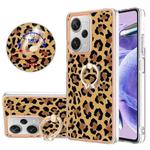 For Xiaomi Redmi Note 12 Pro+ Global Electroplating Dual-side IMD Phone Case with Ring Holder(Leopard Print)