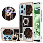 For Xiaomi Redmi Note 12 5G Global Electroplating Dual-side IMD Phone Case with Ring Holder(Retro Radio)