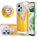 For Xiaomi Redmi Note 12 5G Global Electroplating Dual-side IMD Phone Case with Ring Holder(Draft Beer)