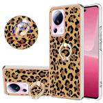 For Xiaomi 13 Lite 5G Electroplating Dual-side IMD Phone Case with Ring Holder(Leopard Print)