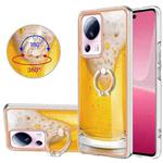 For Xiaomi 13 Lite 5G Electroplating Dual-side IMD Phone Case with Ring Holder(Draft Beer)