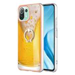 For Xiaomi 11 Lite Electroplating Dual-side IMD Phone Case with Ring Holder(Draft Beer)