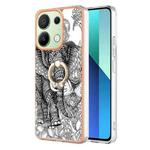 For Xiaomi Redmi Note 13 4G Global Electroplating Dual-side IMD Phone Case with Ring Holder(Totem Elephant)