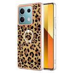 For Xiaomi Redmi Note 13 5G Global Electroplating Dual-side IMD Phone Case with Ring Holder(Leopard Print)