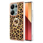 For Xiaomi Redmi Note 13 Pro 4G/Poco M6 Pro 4G Electroplating Dual-side IMD Phone Case with Ring Holder(Leopard Print)