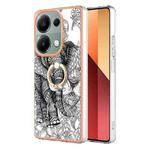 For Xiaomi Redmi Note 13 Pro 4G/Poco M6 Pro 4G Electroplating Dual-side IMD Phone Case with Ring Holder(Totem Elephant)