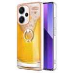 For Xiaomi Redmi Note 13 Pro+ 5G Electroplating Dual-side IMD Phone Case with Ring Holder(Draft Beer)