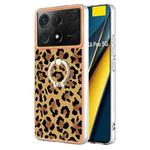 For Xiaomi Poco X6 Pro / Redmi K70E Electroplating Dual-side IMD Phone Case with Ring Holder(Leopard Print)