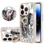 For iPhone 15 Pro Max Electroplating Dual-side IMD Phone Case with Ring Holder(Totem Elephant)