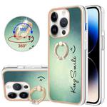 For iPhone 15 Pro Electroplating Dual-side IMD Phone Case with Ring Holder(Smile)