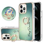 For iPhone 12 / 12 Pro Electroplating Dual-side IMD Phone Case with Ring Holder(Smile)